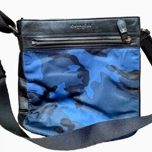 Coach Men's Blue Camouflage Crossbody Bag